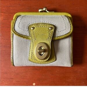 (ISO) Coach Cream and Yellow Legacy Turnlock Wallet